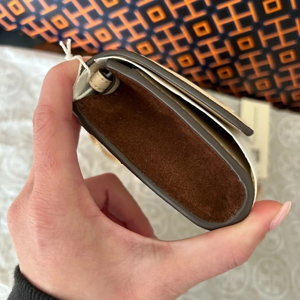 Tory Burch Emerson Colorblock Wallet on a Chain Crossbody Bag Brie Almond Flour